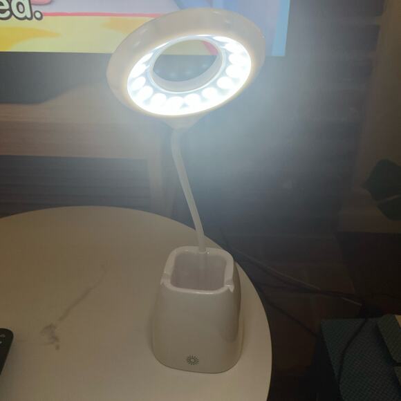 120 Lumen Rechargebale Phone Stand Table Lamp with Touch Switch, White - Picture 1 of 7